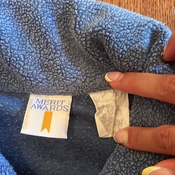 Merit Awards Women’s Blue Fleece Sherpa Button Down Shacket Size Large - Picture 2 of 9